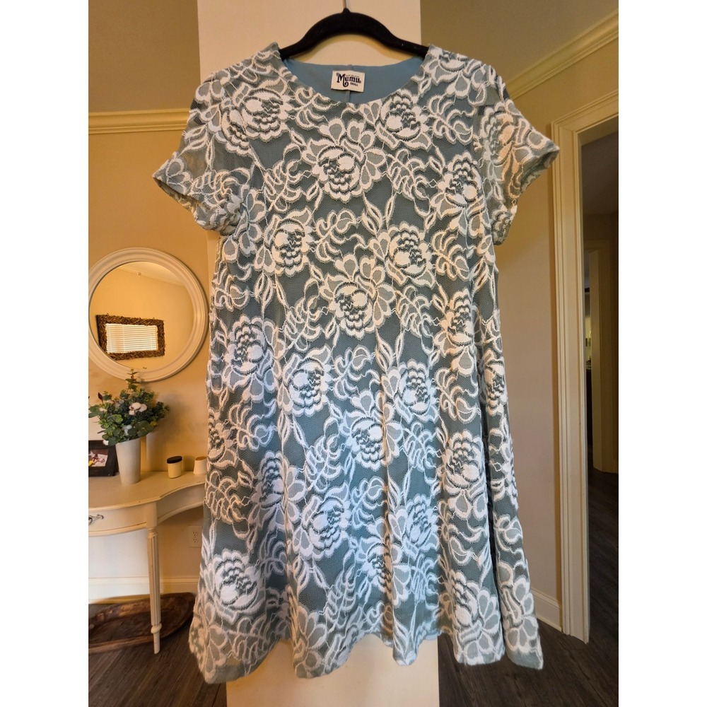Show Me Your Mumu Blue White Floral Lace Shift Mini Dress Small RN133910 - Picture 2 of 9